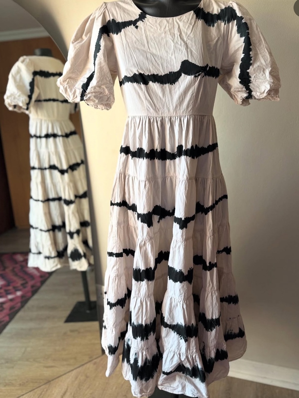 ⭐️Poetry Tie Dye Cream and Black Floral Dress